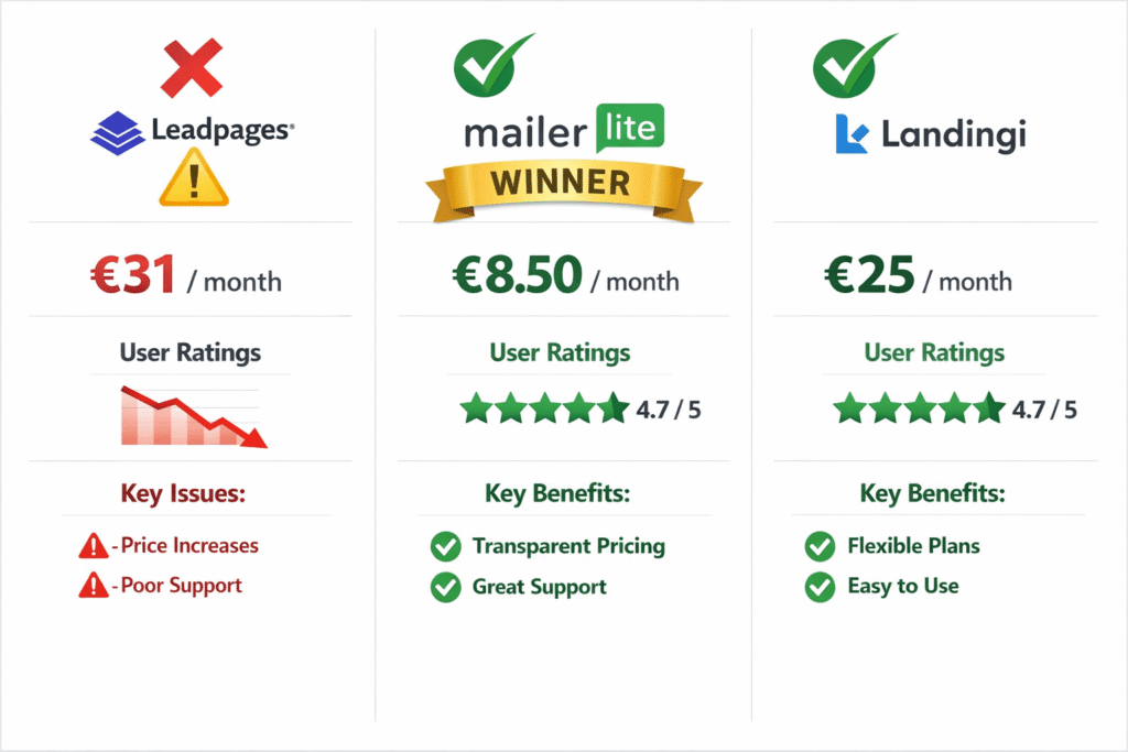 Betere alternatieven voor Leadpages vergelijkingstabel