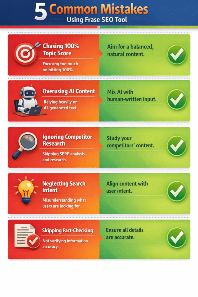 Common Frase mistakes to avoid when creating SEO content